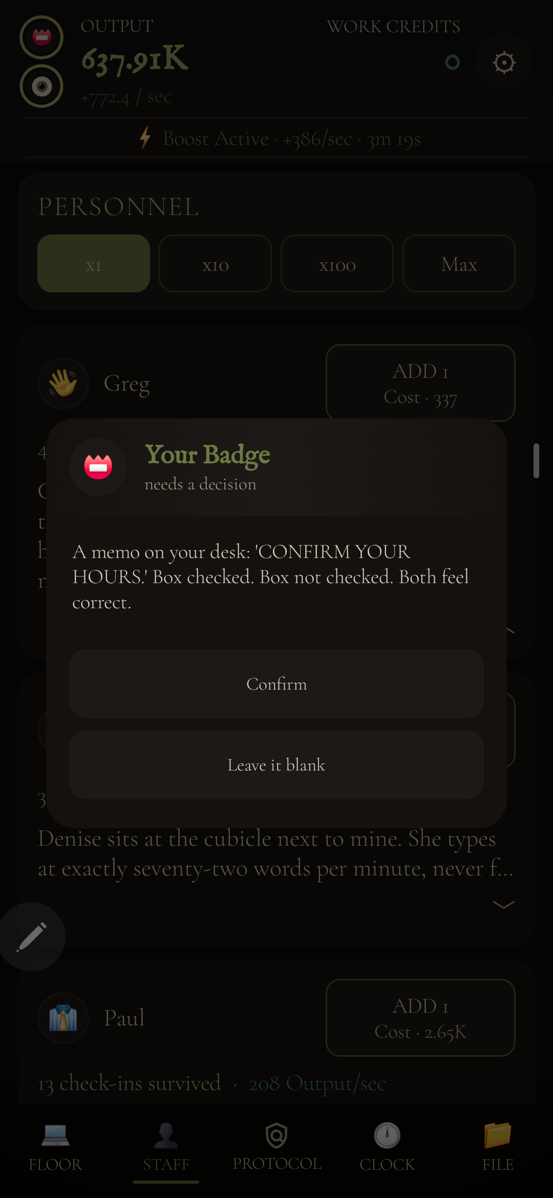 Badge decision